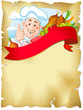old paper background with chef and food