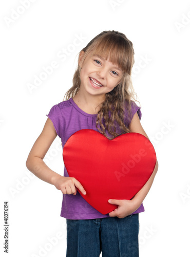 Photo: Little girl with red heart Little girl with red heart