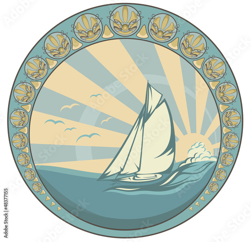Vector: retro style sea voyage design retro style sea voyage design
