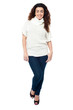 Fashionable woman in trendy casual wear