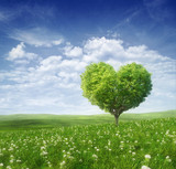 Tree in the shape of heart, valentines day background,