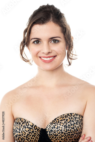 Photo: Stunning sensual female model in strapless brassiere Stunning sensual female model in strapless brassiere
