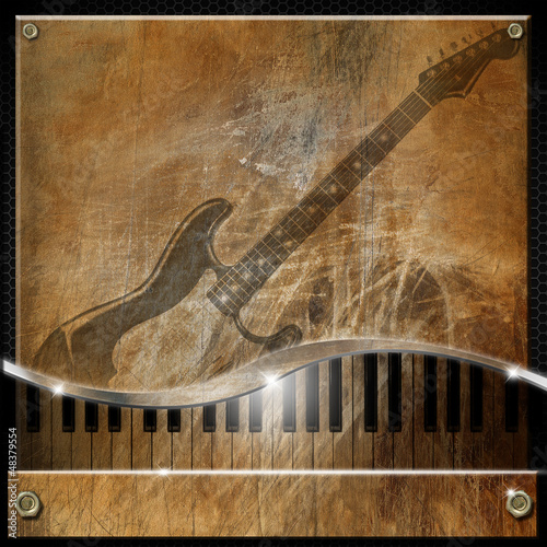 Illustration: Brown Grunge Music Background Brown Grunge Music Background