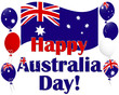 Australia Day background with Australia flag balloons.