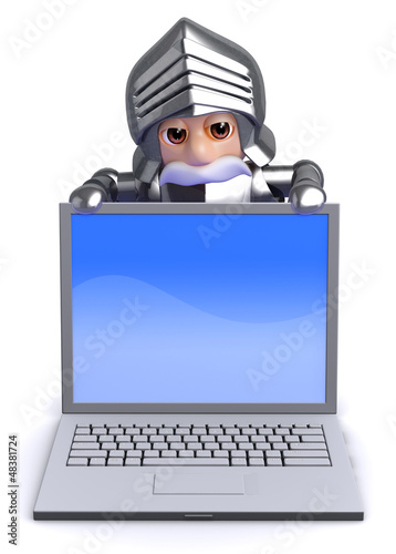 Illustration: Knight looks over a laptop Knight looks over a laptop