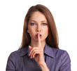 Beautiful young woman calls for silence