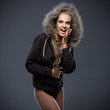 Beautiful woman in a fur trimmed hood