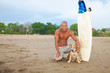 young man and dog