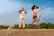Photo: young couple jumping young couple jumping