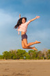 young woman jumping