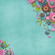 Vintage background with stamp-frame and flowers for congratulati