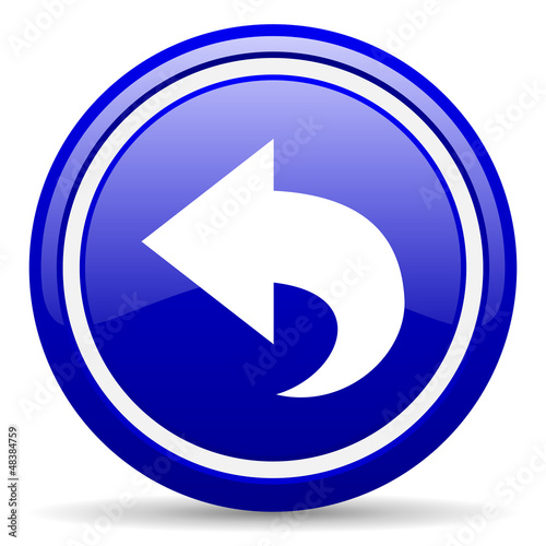 Illustration: back blue glossy icon on white background back blue glossy icon on white background
