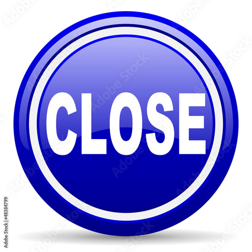 Illustration: close blue glossy icon on white background close blue glossy icon on white background