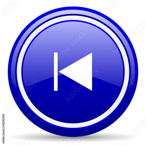 Illustration: prev blue glossy icon on white background prev blue glossy icon on white background