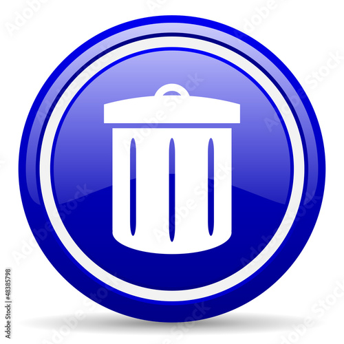 Illustration: recycle blue glossy icon on white background recycle blue glossy icon on white background