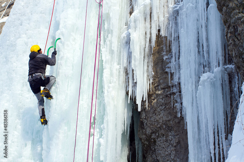 Photo: Ice climbing the waterfall. Ice climbing the waterfall.