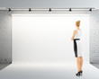 woman and white backdrop