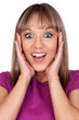 Surprised blonde woman