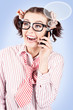 Student on a mobile call with speech bubbles