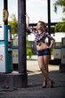 girl at gas station