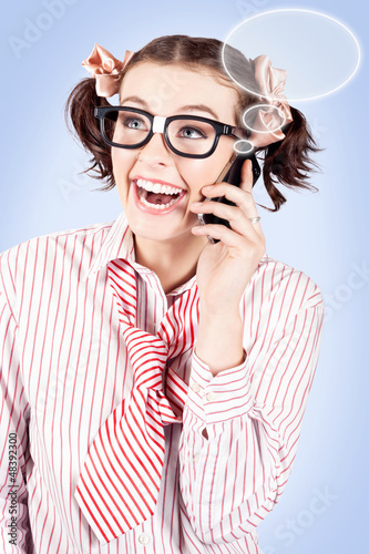 Photo: Student on a mobile call with speech bubbles Student on a mobile call with speech bubbles