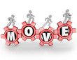 Move People Working Walking on Gears Teamwork Mission