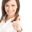 사진:Happy businesswoman with thumbs up gesture Happy businesswoman with thumbs up gesture