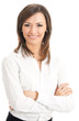 Portrait of young happy businesswoman, isolated