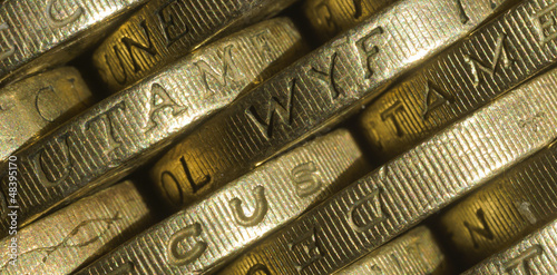 Photo: British one pound coins British one pound coins