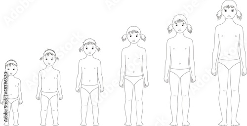 Vector: Vector illustration of woman-child's figure from 1 to 10 years Vector illustration of woman-child's figure from 1 to 10 years