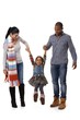 Mixed race family with cute little girl walking