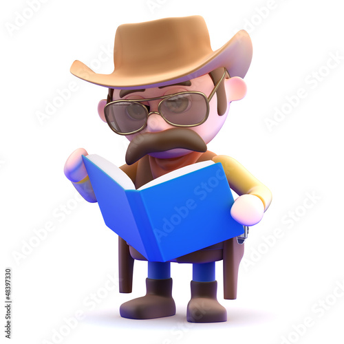 Illustration: Cowboy reads an interesting book Cowboy reads an interesting book