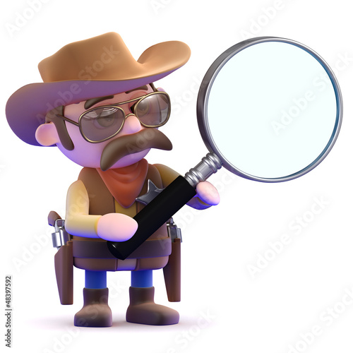 Illustration: Cowboy uses a magnifier Cowboy uses a magnifier