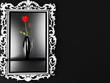 a red rose in the dark vase