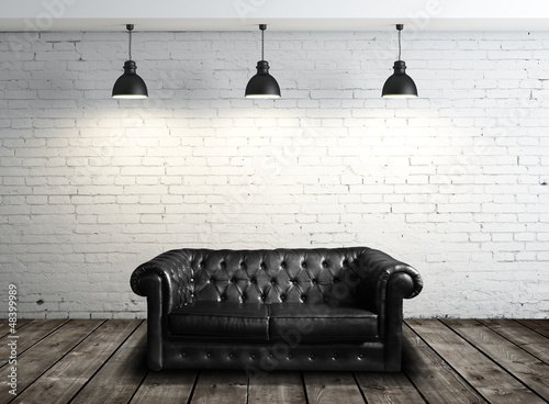 Illustration: leather sofa in room leather sofa in room