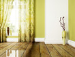 a big window and the vases