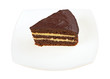 Photo: Chocolate Cake on a plate isolated on white background Chocolate Cake on a plate isolated on white background