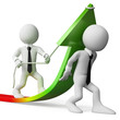 3D white business people. Sales growth