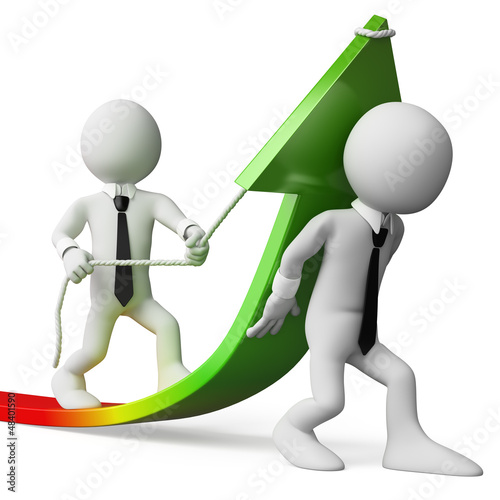 Illustration: 3D white business people. Sales growth 3D white business people. Sales growth