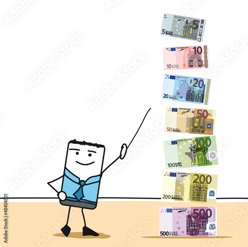 Vector: Les billets euros 5, 10, 20, 50, 100, 200, 500 Les billets euros 5, 10, 20, 50, 100, 200, 500