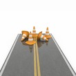 Roads with traffic cones, isolated on white (3-d visualization)