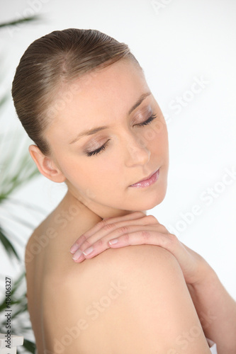 Photo: Attractive woman with her eyes closed Attractive woman with her eyes closed