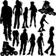 rollerskating silhouettes - vector