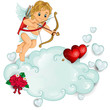 Cupid and clouds pierced heart