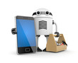 Illustration: Mobile phone with robot Mobile phone with robot