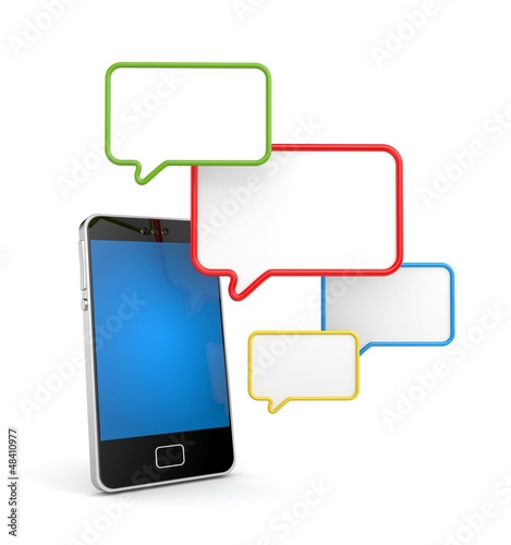 Illustration: Mobile phone with speech bubbles Mobile phone with speech bubbles