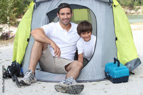 Photo: father and son camping father and son camping