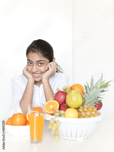Photo: Pretty girl with fruits Pretty girl with fruits