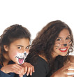 zwei mädchen mit hunde und katze schminke