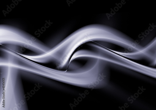 Illustration: Gentle white waves on black background Gentle white waves on black background